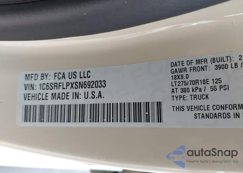 2025 Ram 1500 Rebel 4X4 5'7 Box из США, поврежденный, VIN 1C6SRFLPXSN692033